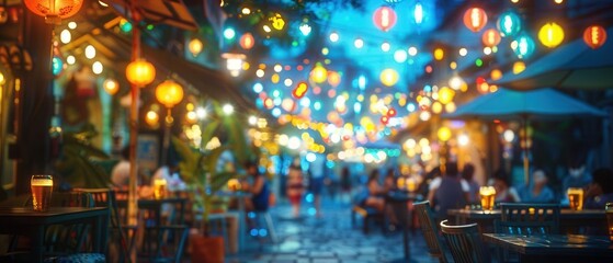 Bokeh background of a street bar beer restaurant