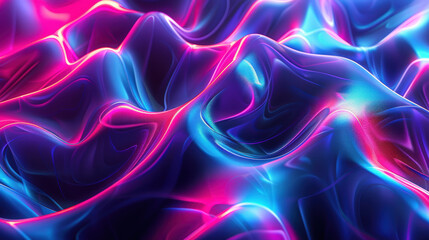 Fototapeta premium Vibrant Neon Waves Night Abstract 
