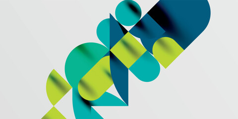 Circles, semi circles, squares and round shapes mosaic techno art. Vector Illustration For Wallpaper, Banner, Background, Card, Book Illustration, landing page