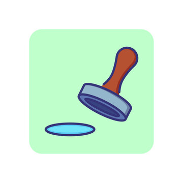 recommend clip art: Rubber stamp line icon. Seal, contract, license, document. Office concept. Can be used for topics like business, dealing, approval, paperwork