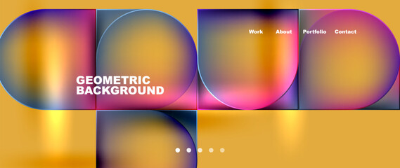 Circles and lines. Bright colorful geometry with glassmorphism effect. Vector Illustration For Wallpaper, Banner, Background, Card, Book Illustration, landing page