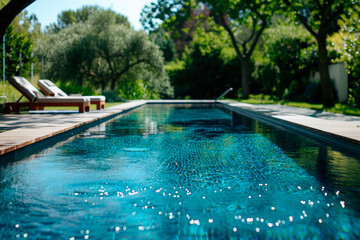 Fototapeta premium swimming pool front view of luxury resort