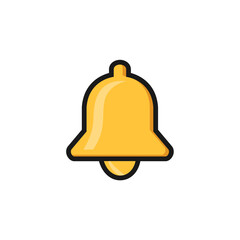 Golden notification bells in flat style for an alarm clock attention alert signal new