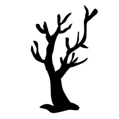 Dry tree silhouette for halloween decoration. Vector ilustration