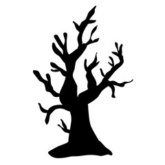 Dry tree silhouette for halloween decoration. Vector ilustration