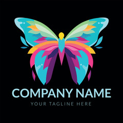 colorful butterfly gradient artwork logo template. Animal abstract design vector concept.