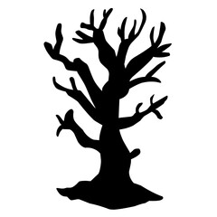 Dry tree silhouette for halloween decoration. Vector ilustration