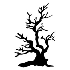 Dry tree silhouette for halloween decoration. Vector ilustration