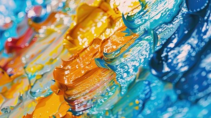 Obraz premium Original acrylic or oil painting background made with paint strokes. Illustration for cover, card, postcard, interior design, banner, poster, brochure or presentation.