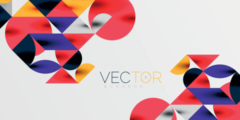 Triangles, round triangles and circles techno art. Vector Illustration For Wallpaper, Banner, Background, Card, Book Illustration, landing page