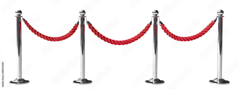 Wall mural stanchions with red velvet ropes, cut out