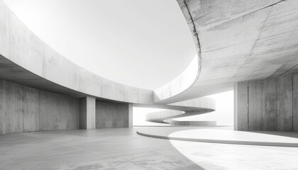 Obraz premium An empty abstract architecture building with minimal concrete design, featuring an open floor