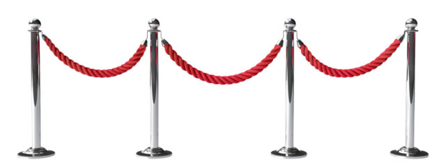 Stanchions with red velvet ropes, cut out