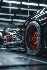 Obraz premium An innovative display of futuristic electric sports car chassis high-performance battery concept