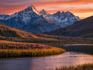 Fototapeta premium sunset in the mountains