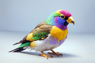 Close up photography of a Gouldian Finch bird on isolated  background