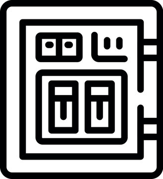 Line art icon of an electrical panel controlling the power supply using switches