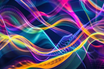 Obraz premium Waves of colorful light bending and distorting, creating a psychedelic visual experience, Generative AI