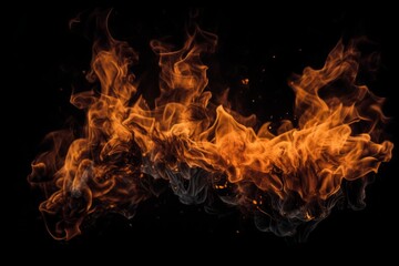 Heat energy heap closely, red and yellow, thermal energy at the fuel point during the night lights on a black background. 