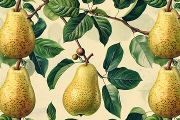 Pear pattern with leaves.