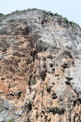 Acantilado de piedra, formación rocosa en cañon de Apoala, Oaxaca México