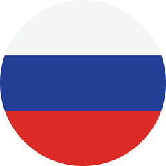 Round Russia flag . Russia flag button . Russia flag in circle shape . Vector illustration