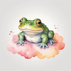 Obraz premium a frog sits on a cloud with the words quot frog quot on it