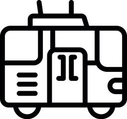 Line art icon of a modern electric city bus, promoting sustainable urban transportation