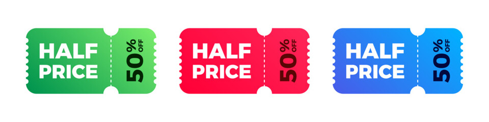 Half price sale colorful ticket set