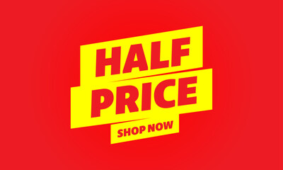 Half price sale red and yellow banner