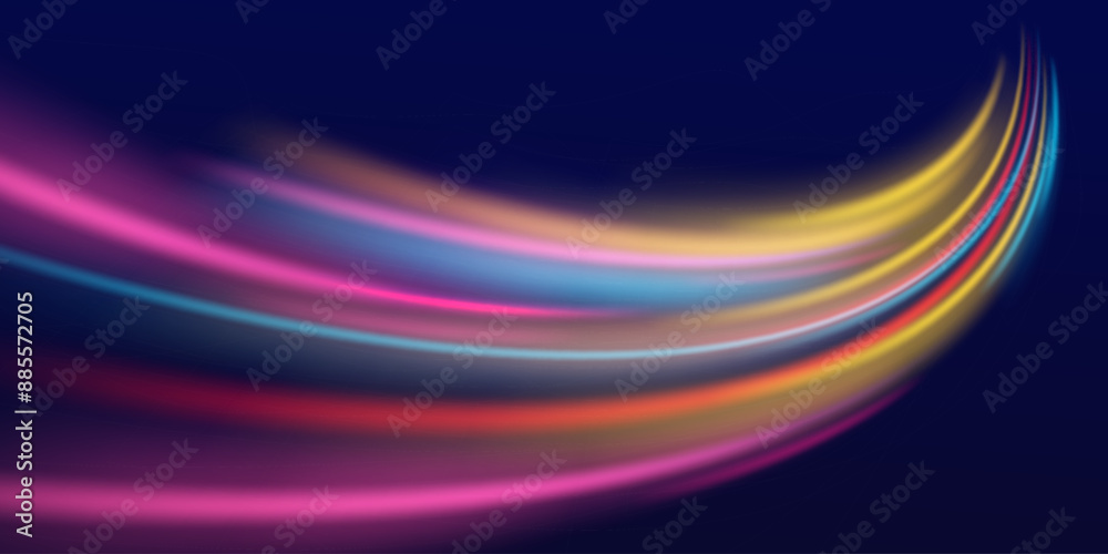 Poster light motion trails. high speed effect motion blur night lights in blue and red colors, abstract fla