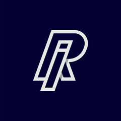 Initial IR or RI Letter Logo, Monogram Logo letter I with R combination, design logo template, vector illustration
