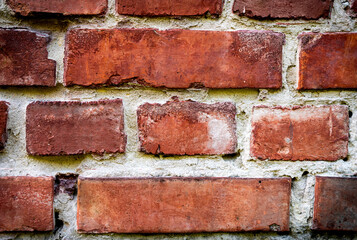 Texture of a brick wall. Part of a building wall. Copy space.