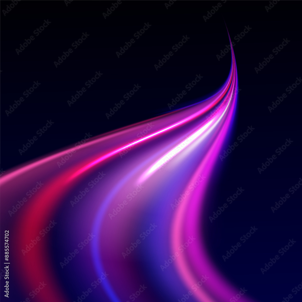 Poster light motion trails. high speed effect motion blur night lights in blue and red colors, abstract fla
