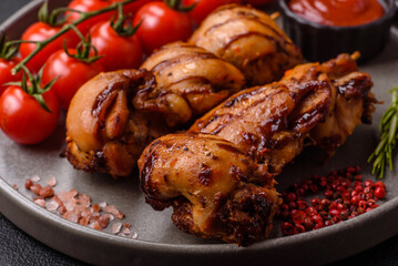 Delicious baked chicken or turkey shish kebab on a skewer