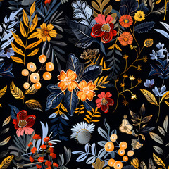 premium botanic seamless pattern background illustration