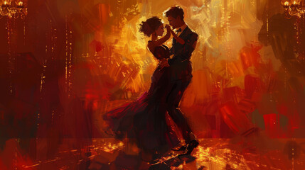 The overall mood should be elegant and enchanting, capturing the timeless allure and sophistication of ballroom dancing. 