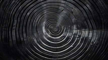 Fototapeta premium A monochromatic, detailed texture of tree rings with visible wood grain patterns and concentric circles, suitable for background or wallpaper design. The composition is symmetrical