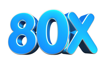 80X blue 3d illustration. Advertising signs, Product design, Product sales, Fabric design, Digital printing.