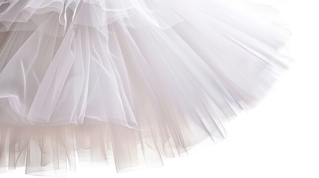 Practice tutu with layers of tulle, capturing its lightness and volume. Isolate white background