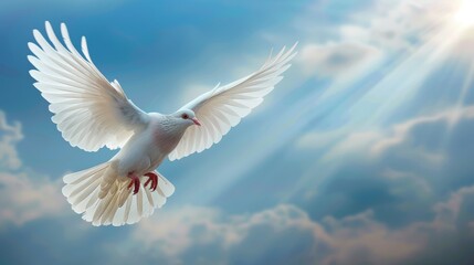 Obraz premium Dove in the air with wings wide open