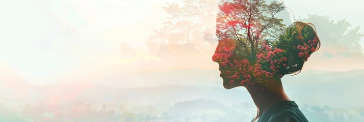 Nature Within - A woman's silhouette with nature overlaid, creating a surreal and contemplative image.