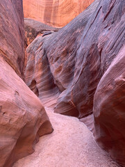 Beautiful sandstone patterns in an exposed passageway near Antelope Valley in Arizona.