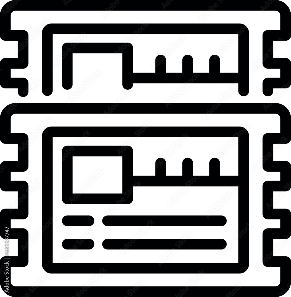 Poster black outline icon representing ram memory modules, essential components for computer performance
