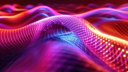 A captivating neon wave design featuring radiant, undulating patterns that create a sense of continuous, flowing energy.