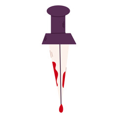 Halloween  single doodle element. Cute knife with blood.