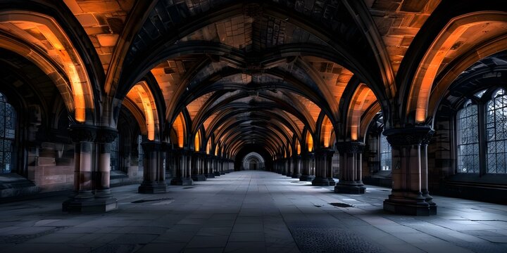Glasgow University undercroft beautifully lit. Concept Architecture, Lighting, University, Glasgow, Undercroft