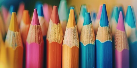 Fototapeta premium Close-up shot of a bunch of colorful pencils