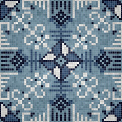 Mosaic tiles  background, seamless vector pattern