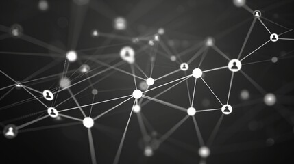 This image depicts a digital network with interconnected nodes and lines, representing communication and connectivity in a modern, technological world.